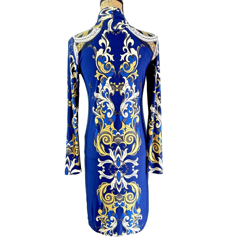 ANALILI Women's Blue Paisley Bodycon Long Sleeve Turtleneck Dress SZ M NWT - Picture 6 of 16